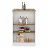 Tuhome Portree Kitchen Island with 3-Side Shelves -White / Macadamia IBM9034